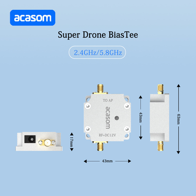 12V スーパードローンバイアス 低挿入損失 ≤0.4dB 入力電力 ≤40dBm と 2.4-2.5GHz